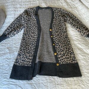 Cheetah print long cardigan size XS